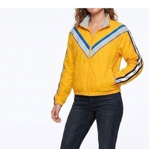 PINK Victoria's Secret Women Windbreaker Jacket Yellow Blue Y2K retro 2000s 2010